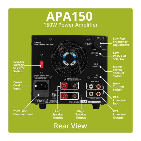 Main product image for Dayton Audio Stereo / Bridgeable Amplifier 150 Watt APA150300-812